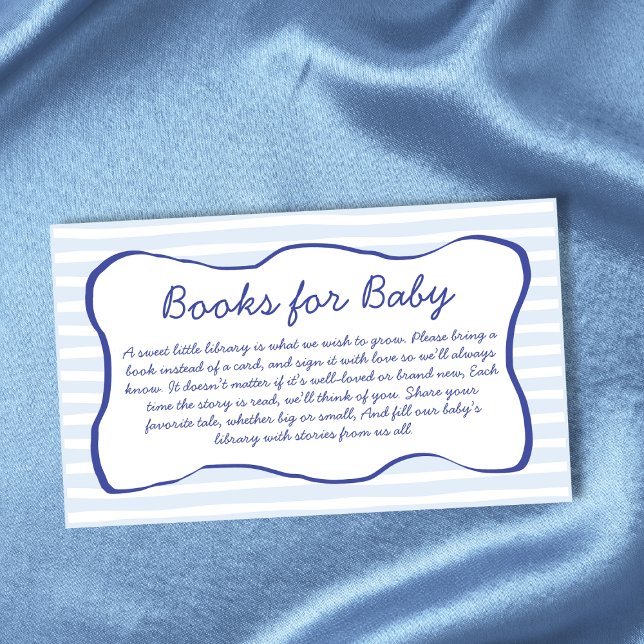 Tarjeta De Recepción Books For Baby Wavy Frame Blue Baby Shower (Books For Baby Wavy Frame Blue Baby Shower Enclosure Card)