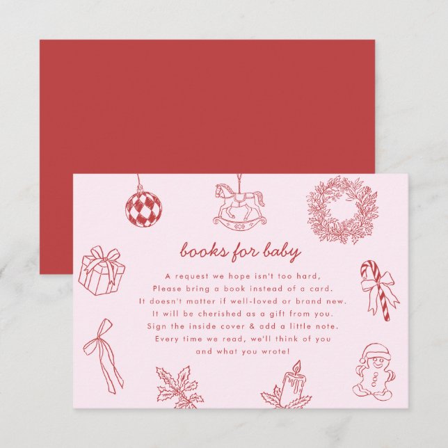 Tarjeta De Recepción Books for baby whimsical christmas winter girl (Anverso / Reverso)