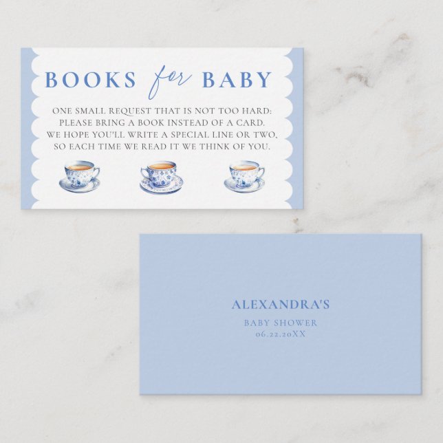 Tarjeta De Recepción Books Insert Tea Brewing Script Boy Baby Shower (Anverso / Reverso)
