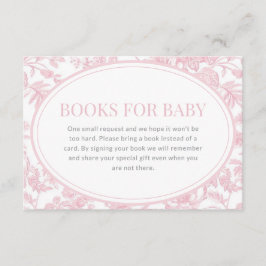 Tarjeta De Recepción Books Para El Bebé Pink Chinoiserie Toile Baby Sho