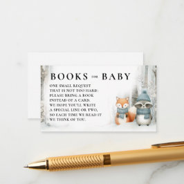 Tarjeta De Recepción Books Winter Snow Woodland Animals Baby Shower