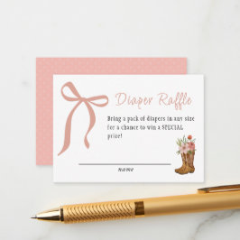 Tarjeta De Recepción Boots and Bows Baby Girl Shower Diaper Raffle