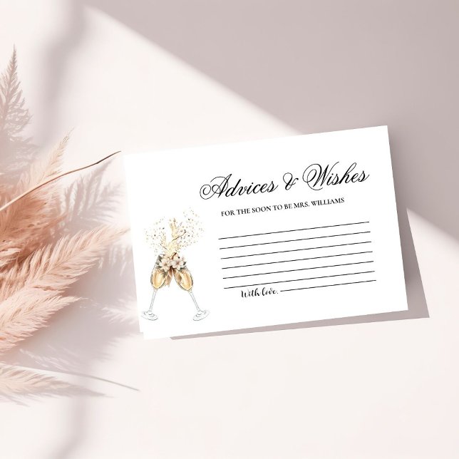 Tarjeta De Recepción Boots & Bubbly Advices & WIshes Bridal Shower (Subido por el creador)