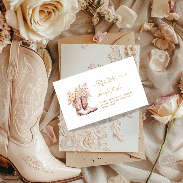 Tarjeta De Recepción Boots Flores Florales Receta Vaquera Ducha Nupcial (Subido por el creador)