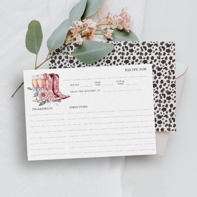 Tarjeta De Recepción Boots y elegante receta de ducha de novia rosa (Subido por el creador)