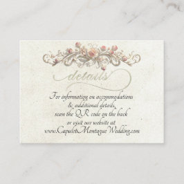 Tarjeta De Recepción Borde de Arco de Rosa, Código QR - Crema