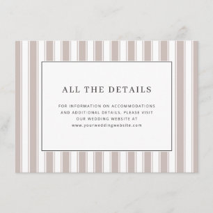 Tarjeta De Recepción Borde Elegante a Rayas Beige