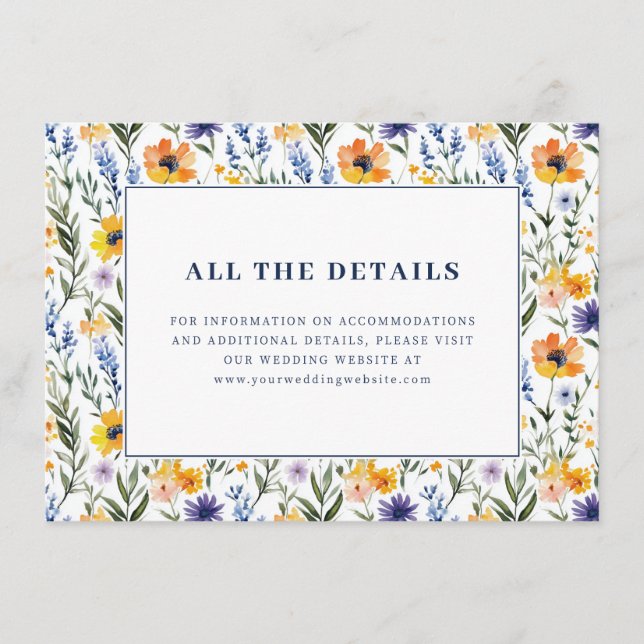 Tarjeta De Recepción Borde Floral Naranja Alegre (Anverso)