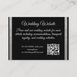 Tarjeta De Recepción Borde plateado en Boda negro