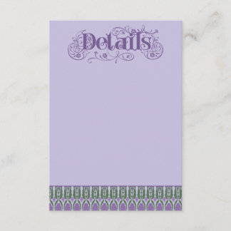 Tarjeta De Recepción Borde Vertical Elegante de Cardo Lila Art Nouveau