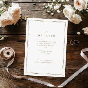 Tarjeta De Recepción Bordes elegantes dorados detalles de boda minimali