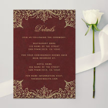 Borgona Detalles Elegantes Vintage Boda Dorada