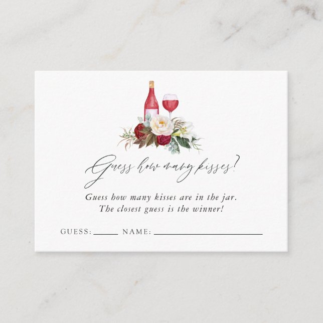 Tarjeta De Recepción Borgoña Floral Vino Degustación Bridal Ducha Juego (Anverso)