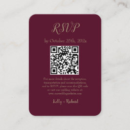 Tarjeta De Recepción Borgoña Pequeña Boda Vertical RSVP Código QR