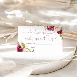 Tarjeta De Recepción Borgoña rosa rubia floral adivina cuántos dulces