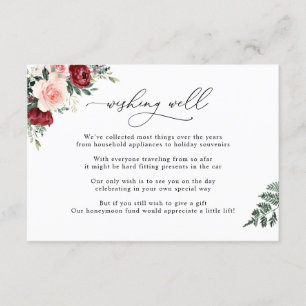 Tarjeta De Recepción Borgoña Rubor Floral Wall Well Boda