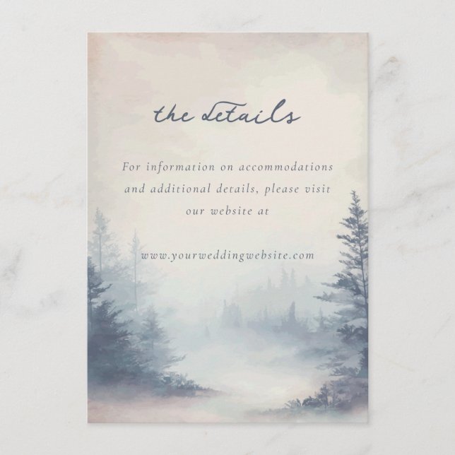 Tarjeta De Recepción Bosque Acuarela Azul Tranquilo (Anverso)
