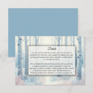 Tarjeta De Recepción Bosque de abedul azul escarchado de boda