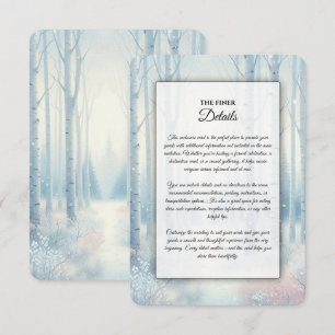 Tarjeta De Recepción Bosque de abedul azul escarchado para una boda