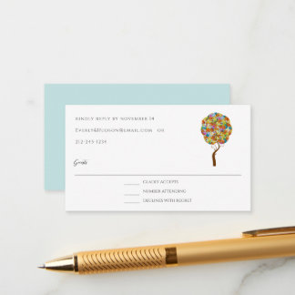 Tarjeta De Recepción Bosque de Cuento de Hadas Estampado Floral Patchwo