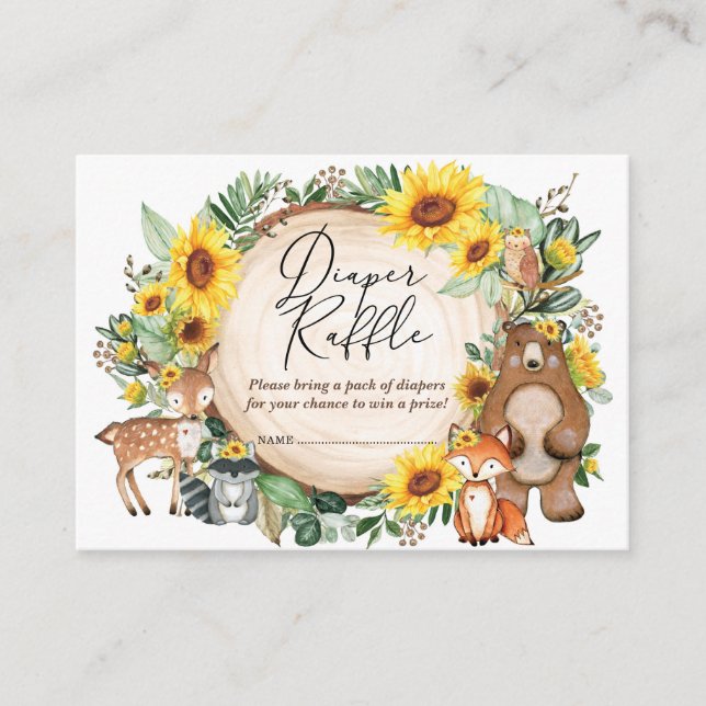 Tarjeta De Recepción Bosque de girasol Bosque de bosques animales Diape (Anverso)