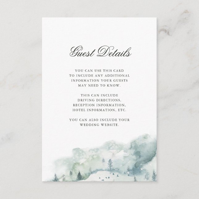 Tarjeta De Recepción Bosque de invierno | Detalles del invitado del bod (Anverso)