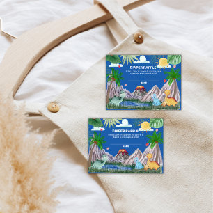Tarjeta De Recepción Bosque de Volcán Azul Fiesta de Ropa de Bebé Dino