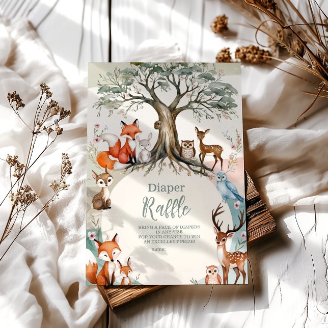 Tarjeta De Recepción Bosque de Woodland Animales Diapper Raffle (Subido por el creador)