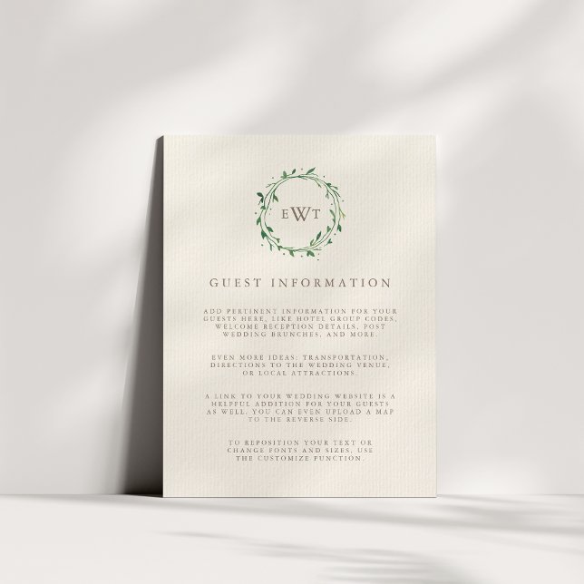 Tarjeta De Recepción Bosque | Detalles del invitado del Boda de la guer (Subido por el creador)