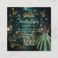 Bosque encantado Esmeralda Verde Quinceañera QR RS