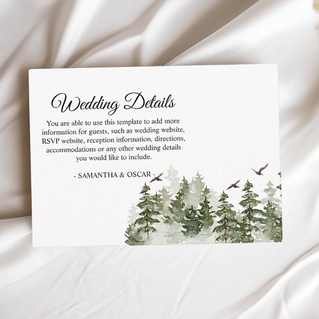 Tarjeta De Recepción Bosque verde acuático de invierno moderno con niev (Subido por el creador)