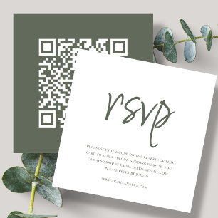 Tarjeta De Recepción Bosque Verde   Código QR   RSVP de Boda