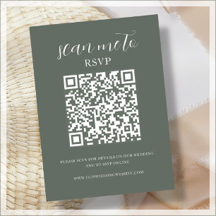 Tarjeta De Recepción Bosque verde Código QR RSVP de boda