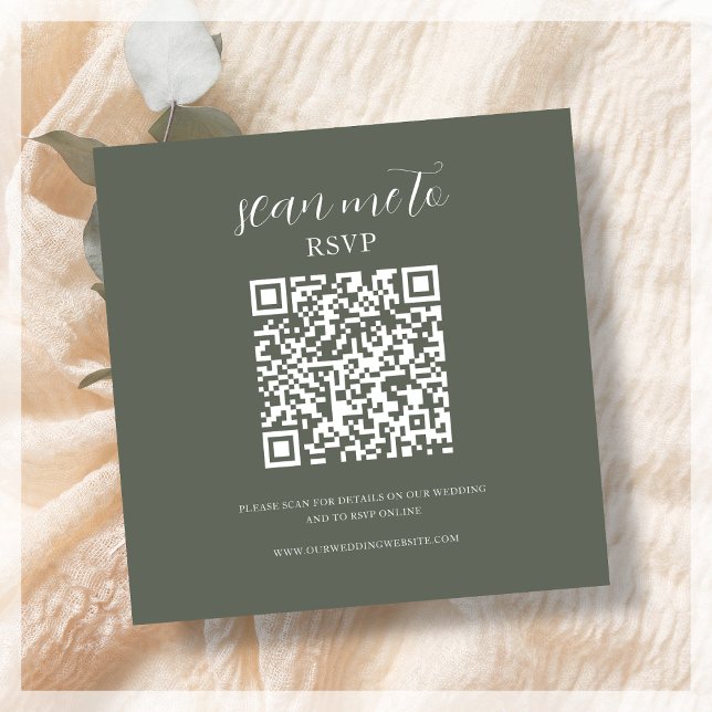 Tarjeta De Recepción Bosque verde | Código QR RSVP de boda (Subido por el creador)