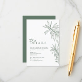 Tarjeta De Recepción Bosque Verde Detalles Botánicos Elegantes de Hojas