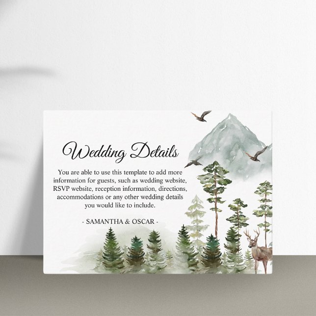 Tarjeta De Recepción Bosque verde natural moderno | Árboles acuarelas (Subido por el creador)