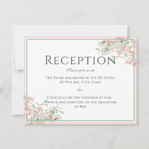 Tarjeta de recepción Botánica Rosa y Verde Boho