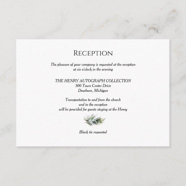 Tarjeta de Recepción Botánica – Tema de Boda Tropi (Anverso)