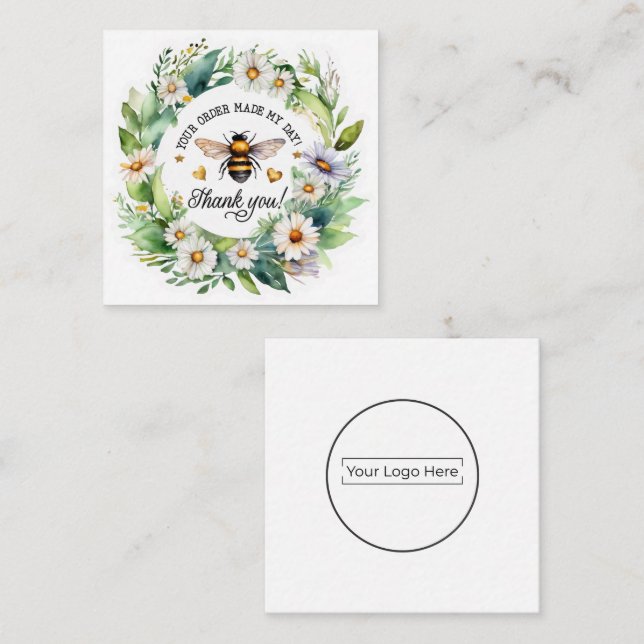 Tarjeta De Recepción Botanical Bee Business Thank You (Anverso / Reverso)