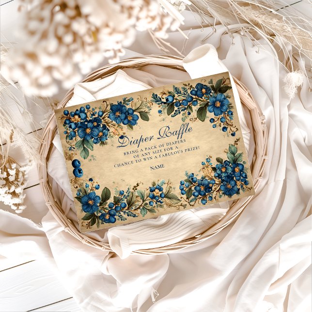 Tarjeta De Recepción Botanical Blueberry Floral Diapper Raffle  (Subido por el creador)
