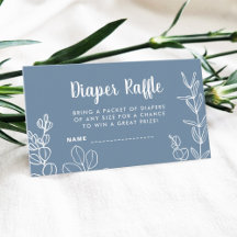 Botanical Dusty Blue Diaper Raffle Enclosure Card
