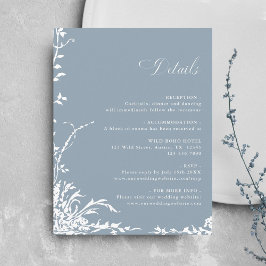 Tarjeta De Recepción Botanical Garden Dusty Blue Wedding Details