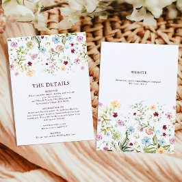 Tarjeta De Recepción Botanical Garden Wildflower Wedding Details