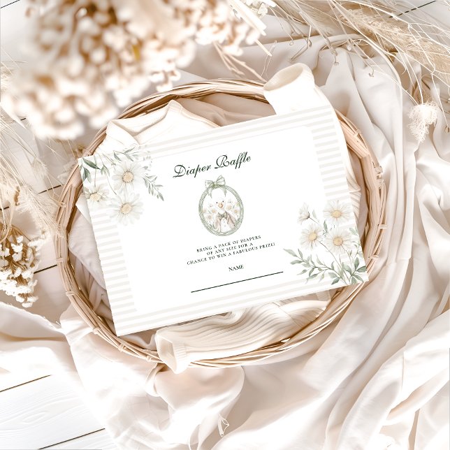 Tarjeta De Recepción Botanical Gingham Silly Goose Diapper Raffle (Subido por el creador)