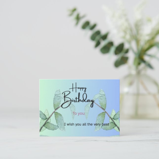 Tarjeta De Recepción Botanical Leaves Birthday Card | Elegant Gradient  (Anverso de pie)