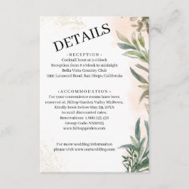 Tarjeta De Recepción Botanical Watercolor Wedding Enclosure Card 