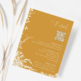 Tarjeta De Recepción Botanical Wedding QR Code Details Amber