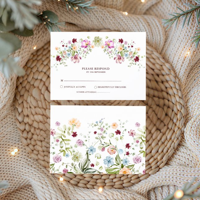 Tarjeta De Recepción Botanical Wildflower Wedding RSVP Card (Subido por el creador)