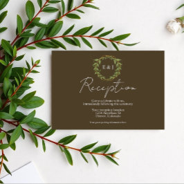 Tarjeta De Recepción Botanical Wreath Earth Tone Wedding Reception
