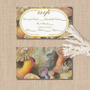 Tarjeta De Recepción Botánico Costero Vintage Océano Mar Coral Playa